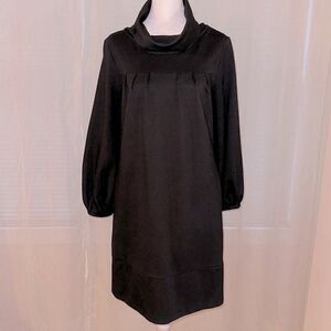 britt ryan 4 Luxury Black Knit Cowl Neck Long Sleeve Dress with Pockets